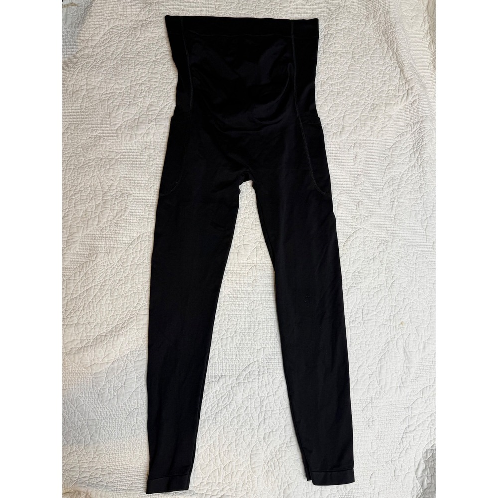 Blanqi Everyday Maternity Belly Support Leggings Black High Waist Pockets S